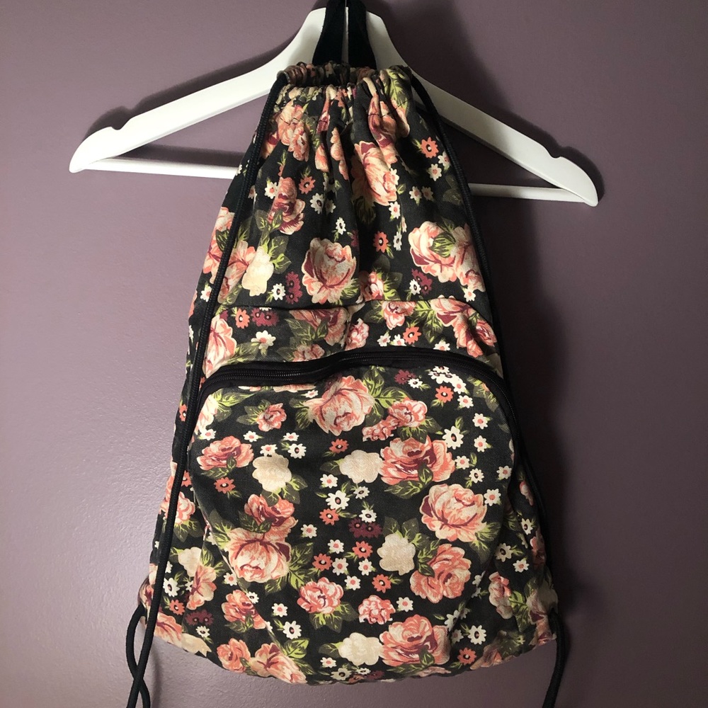 Large Floral Cinch Backpack